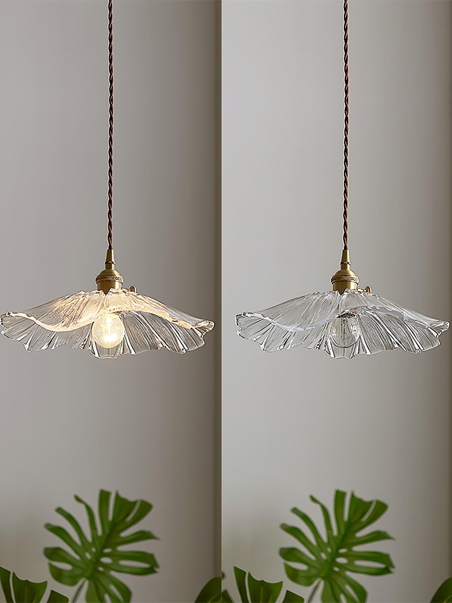 Suspension Wistéria détail abat-jour en verre transparent – Klaross