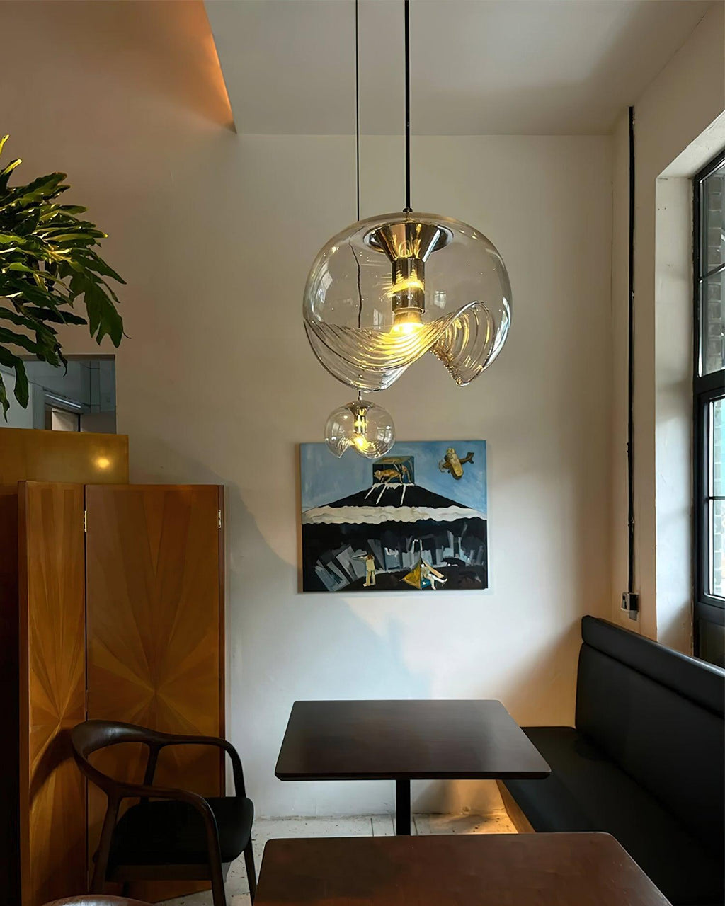 Suspension Miranda vue détail finition en verre transparent – Klaross