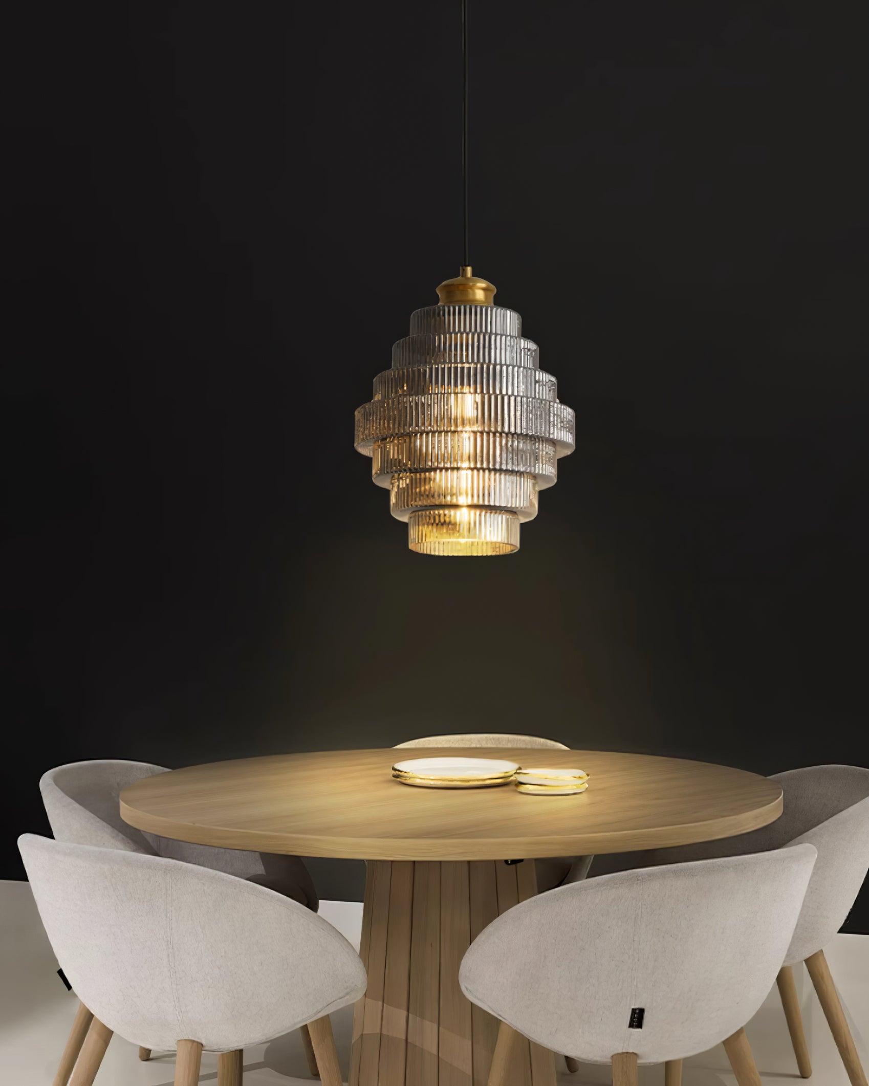 Suspension Kalinda luminaire contemporain en verre strié – Klaross