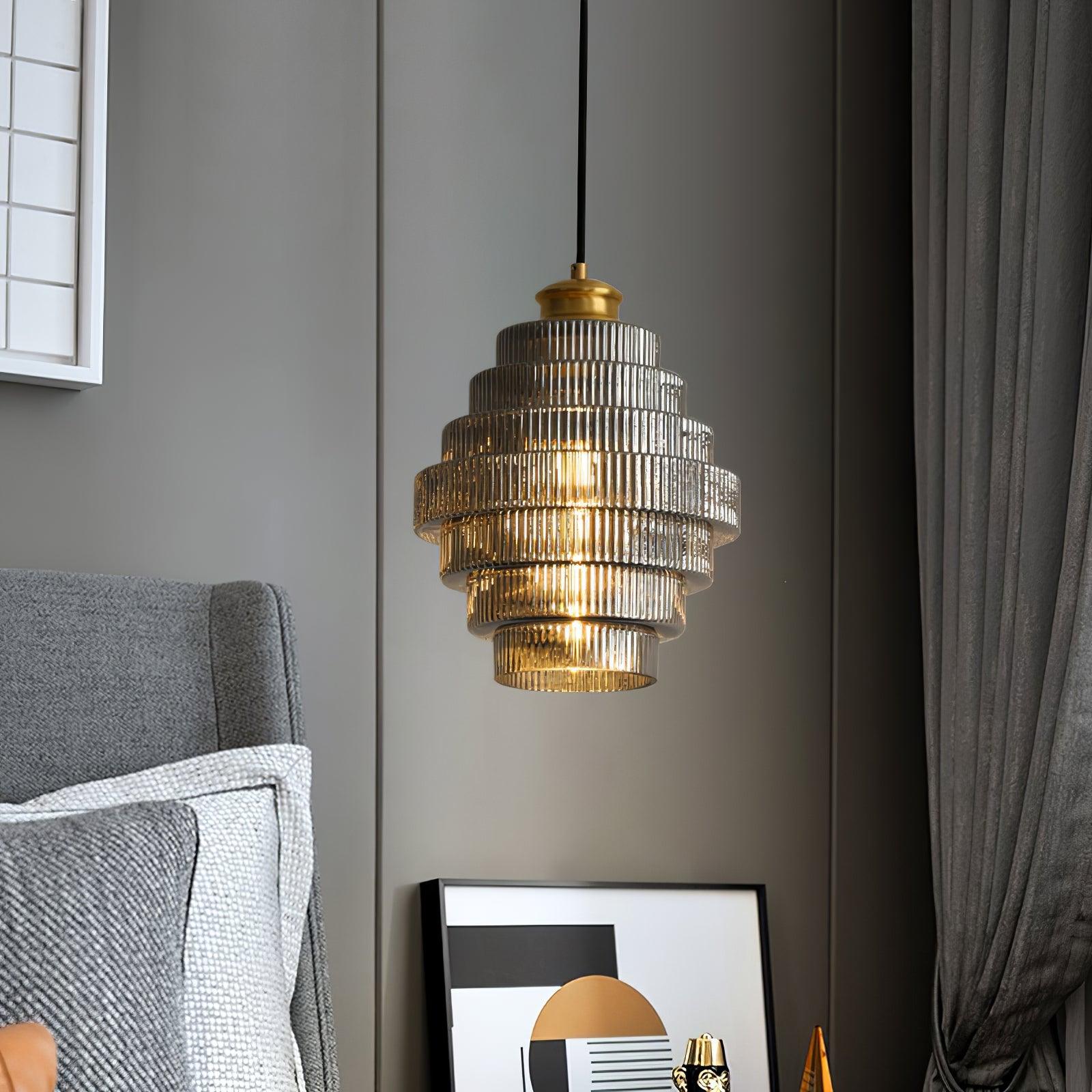 Suspension Kalinda suspension décorative en verre strié – Klaross