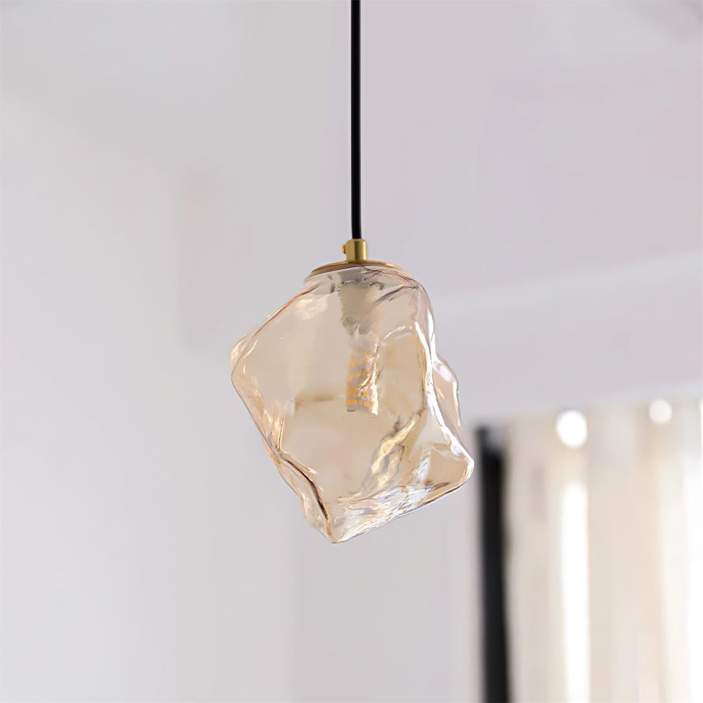 Suspension Diamanta détail abat-jour en verre ambré – Klaross