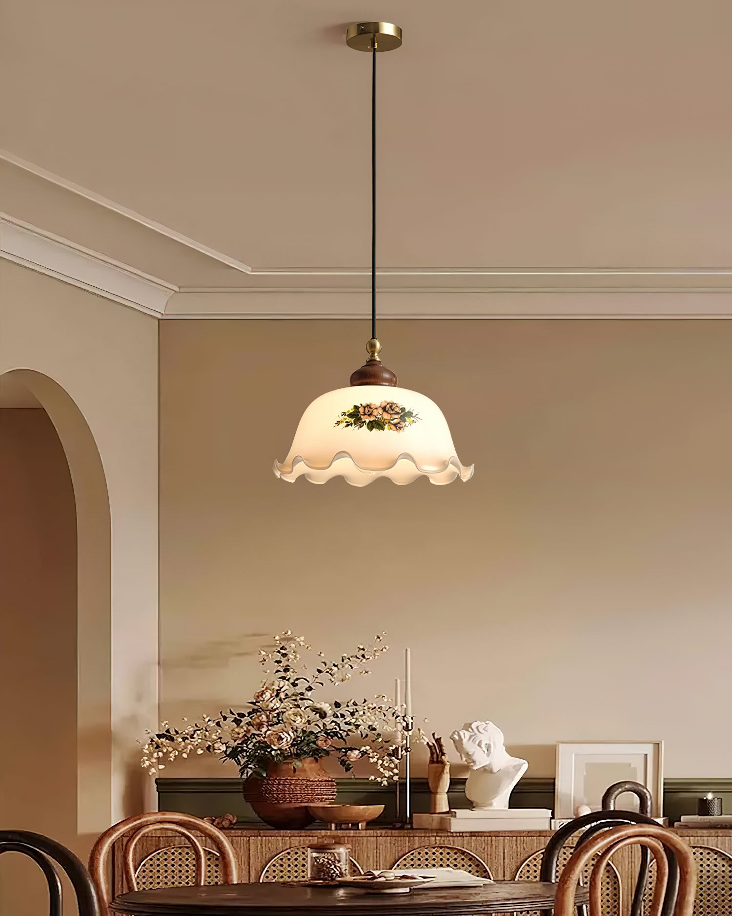Suspension Estelle vue de profil en verre dépoli – Klaross