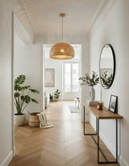 Lustre et luminaire en rotin et osier pour chambre, couloir, cuisine et chambre