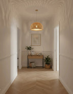 Lustre et luminaire en osier et rotin pour couloir, chambre, et salon 