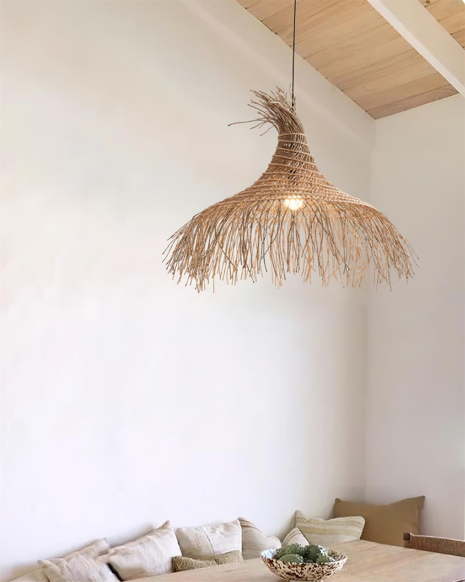 Suspension BOHEMA éclairage doux rotin – Klaross