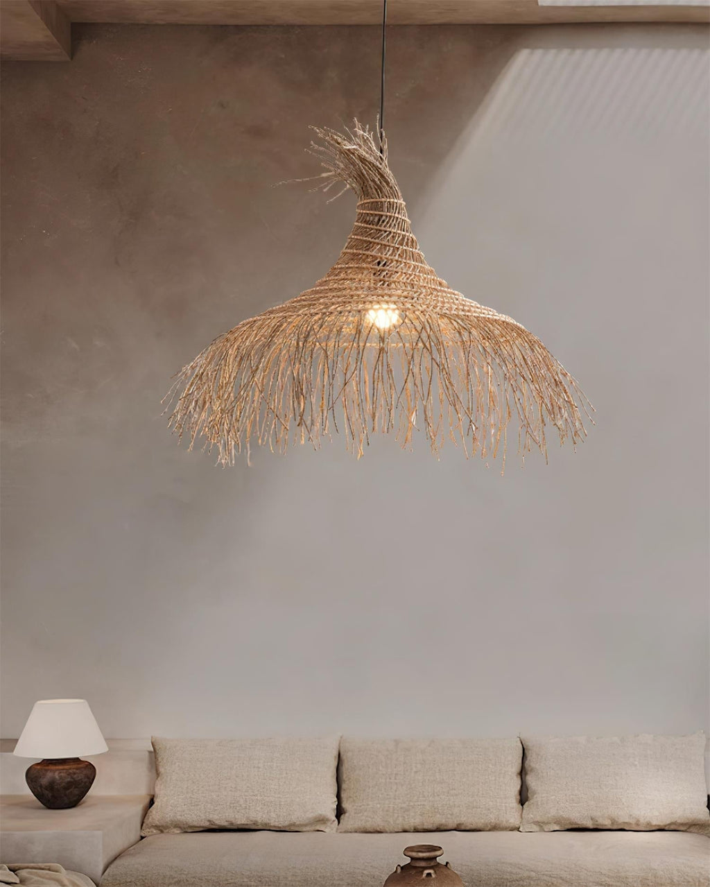 Suspension BOHEMA rotin détail texture – Klaross