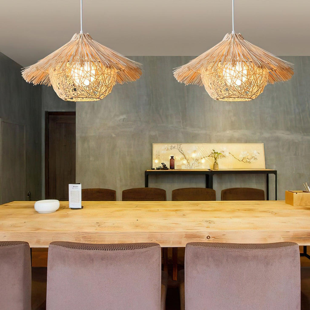 Suspension CHAPAN paille vue ambiance – Klaross