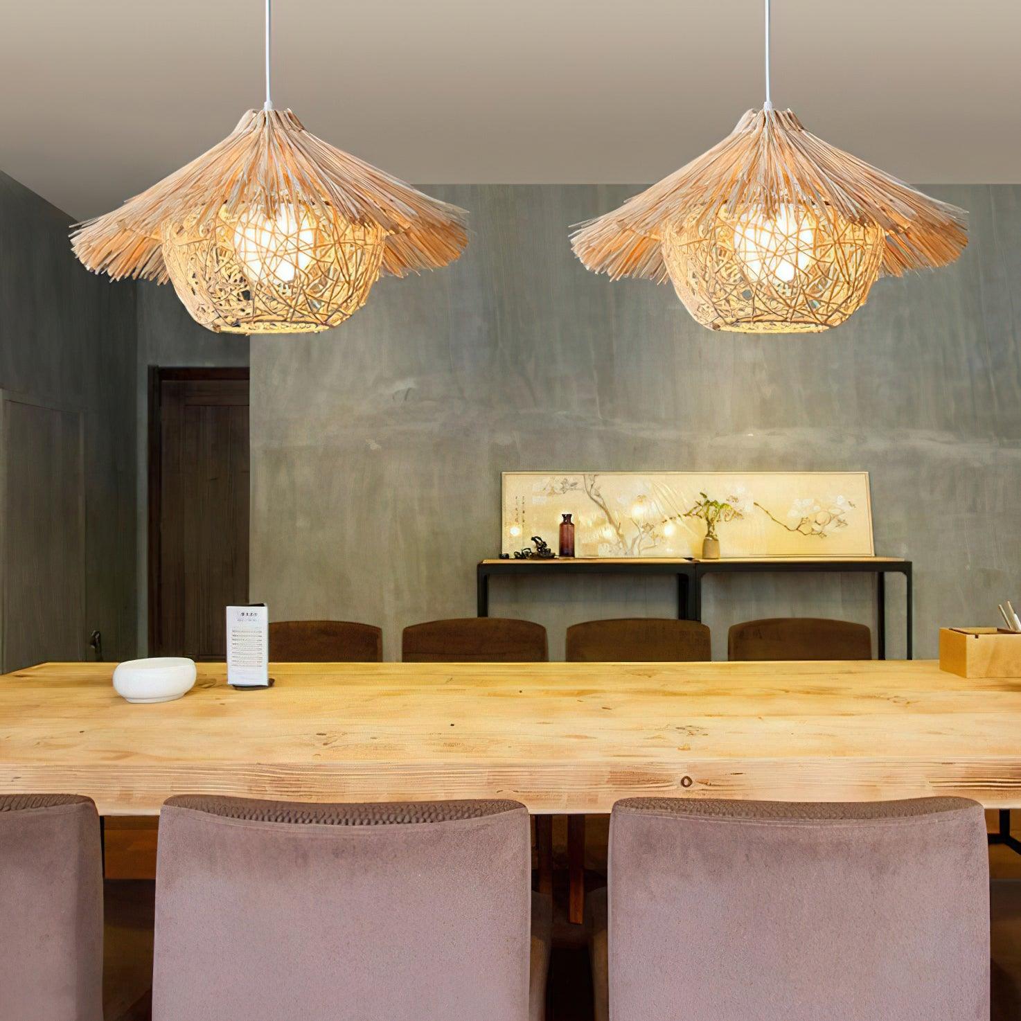 Suspension CHAPAN paille vue ambiance – Klaross