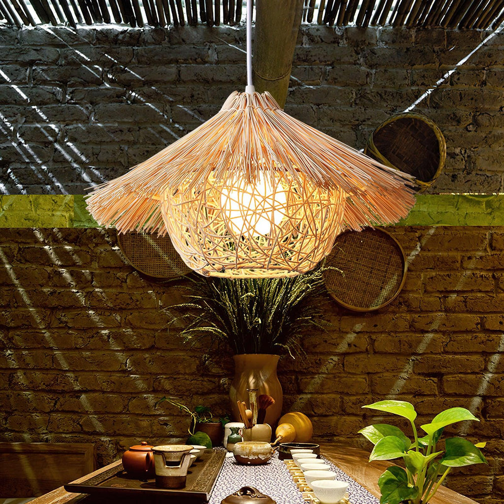 Suspension CHAPAN luminaire paille éclairage naturel – Klaross