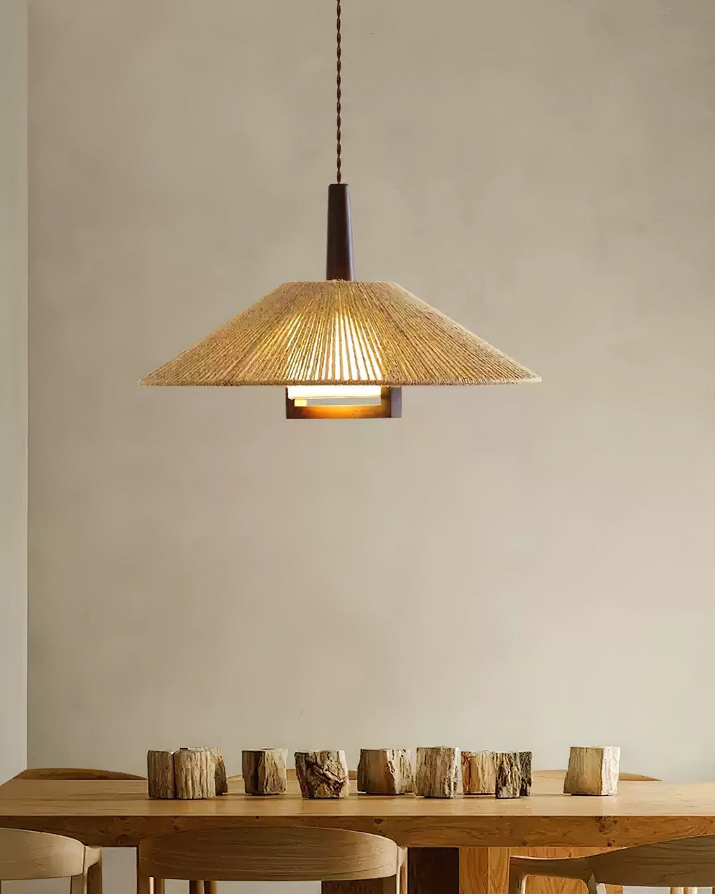 Suspension CONIRA rotin éclairage naturel – Klaross