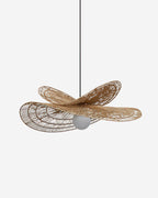 Suspension FLORA rotin floral – luminaire design salon – Klaross