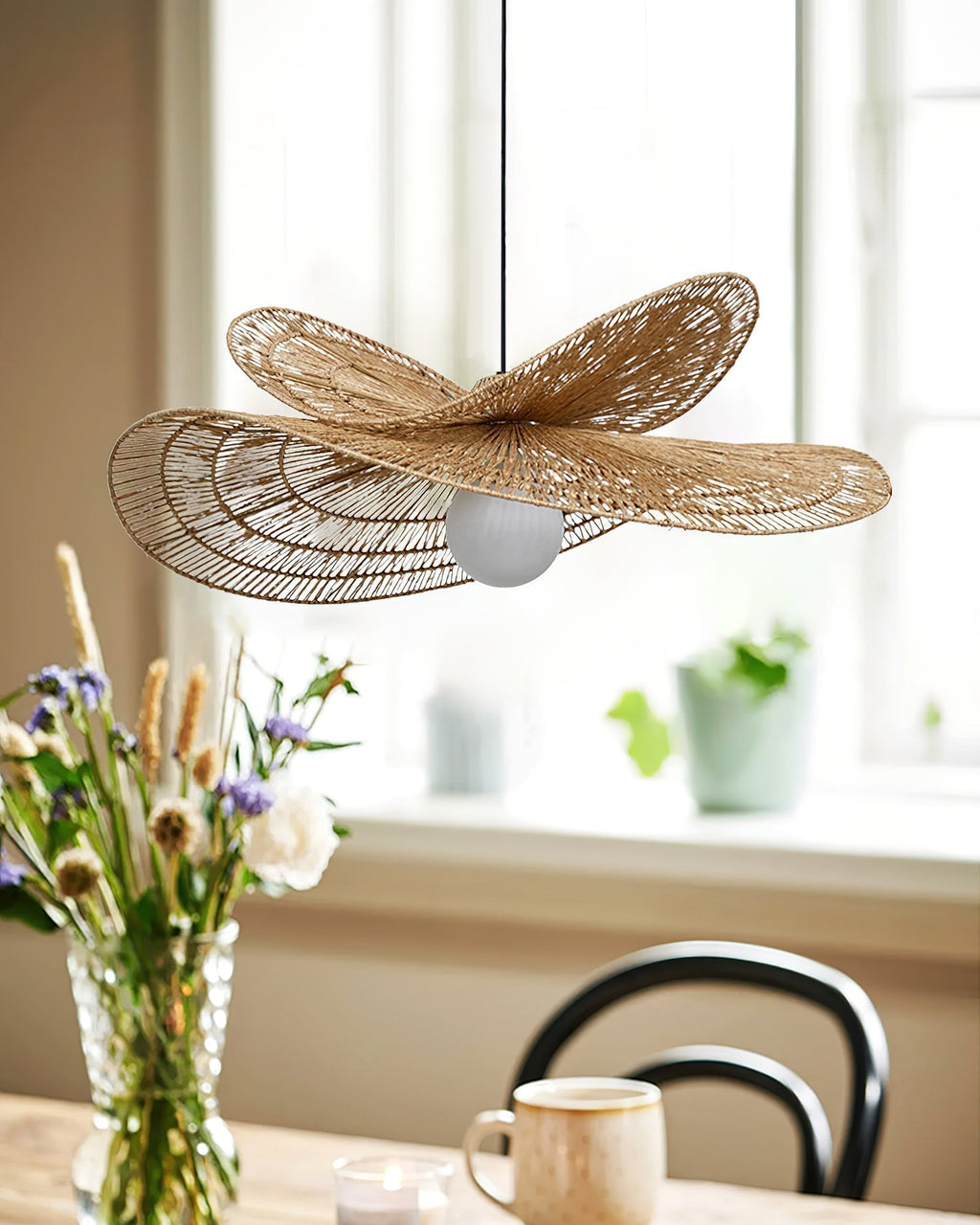 Suspension FLORA rotin luminaire salle à manger – Klaross