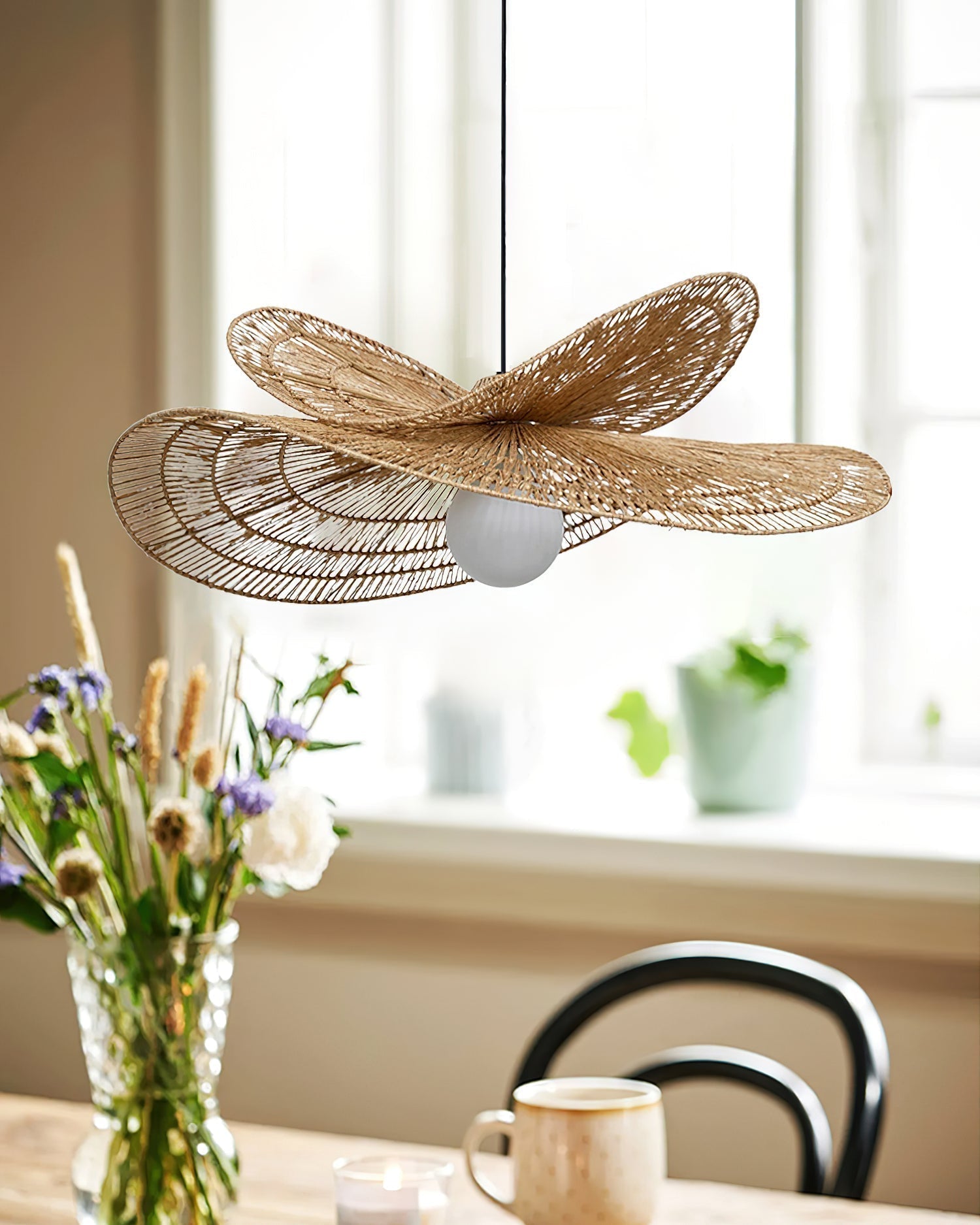 Suspension FLORA rotin luminaire salle à manger – Klaross