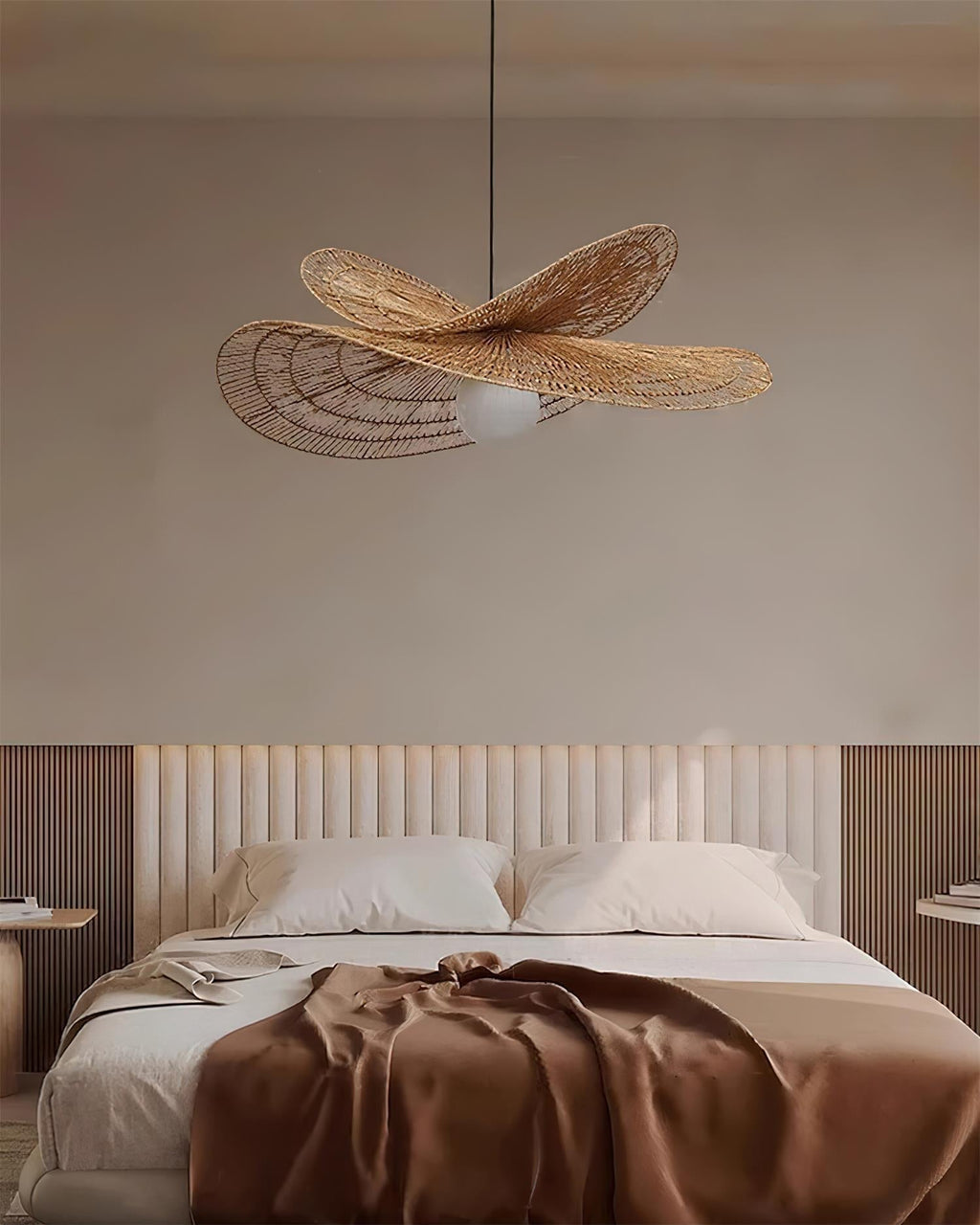 Suspension FLORA luminaire rotin éclairage doux – Klaross