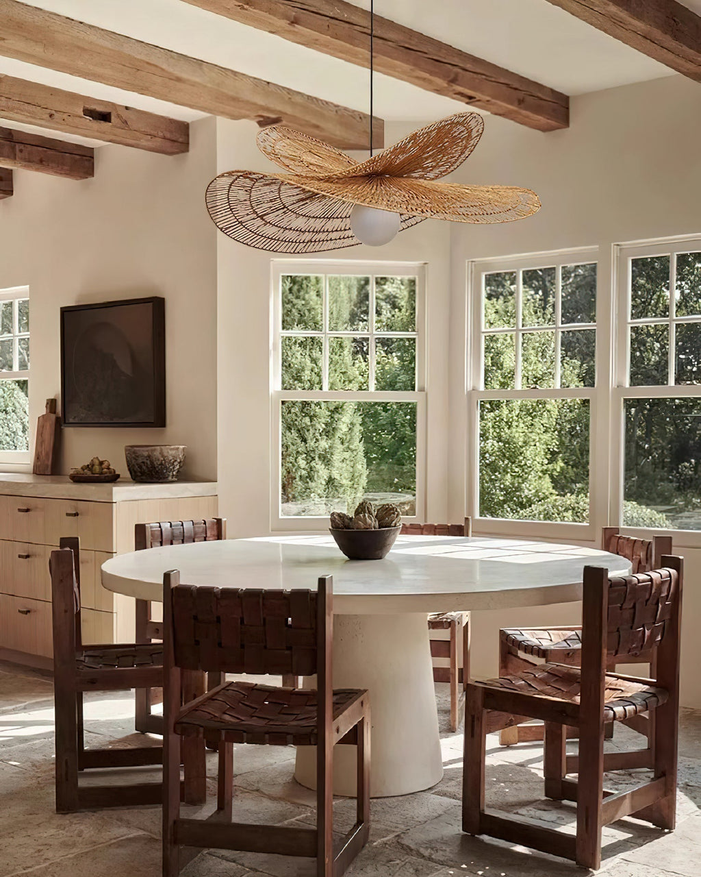 Suspension FLORA rotin vue ensemble – Klaross
