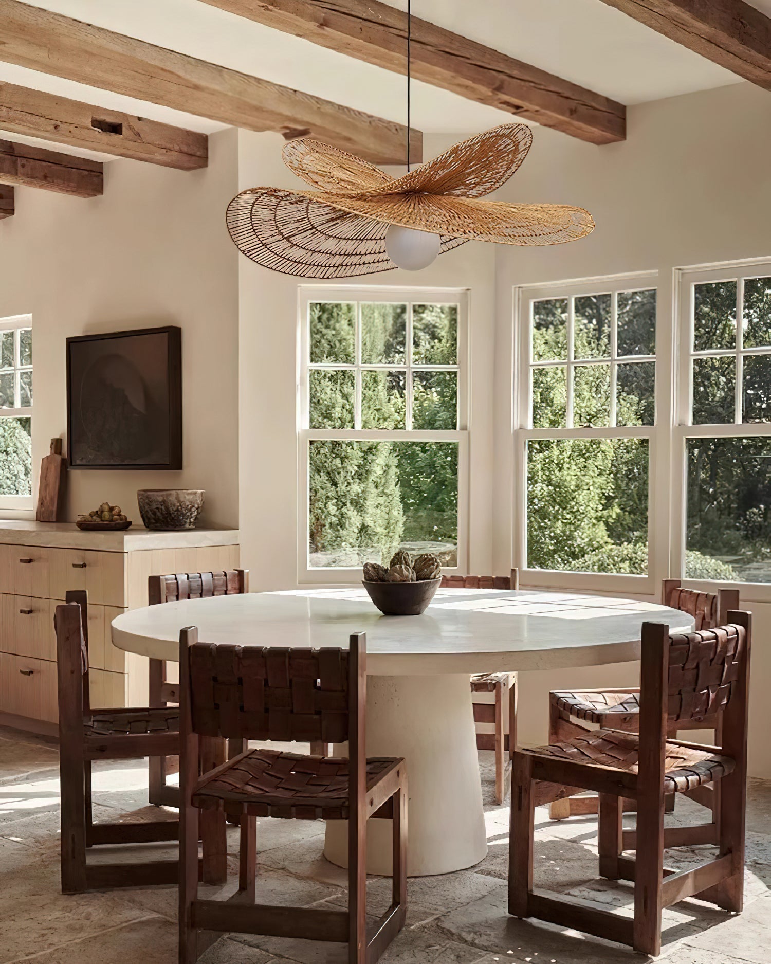 Suspension FLORA rotin vue ensemble – Klaross