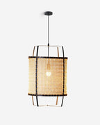 Suspension ORGANO rotin naturel – luminaire design salon – Klaross