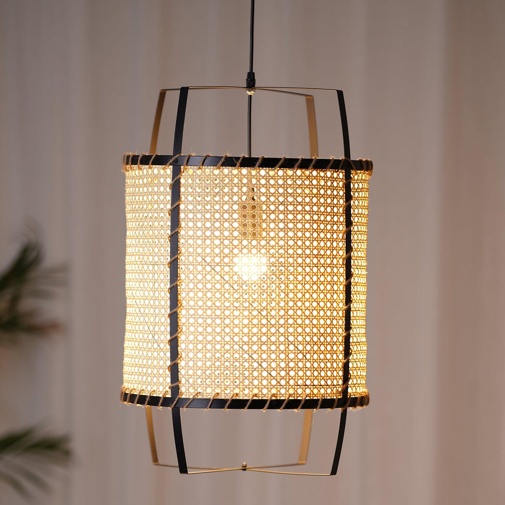 Suspension ORGANO rotin détail texture abat-jour – Klaross