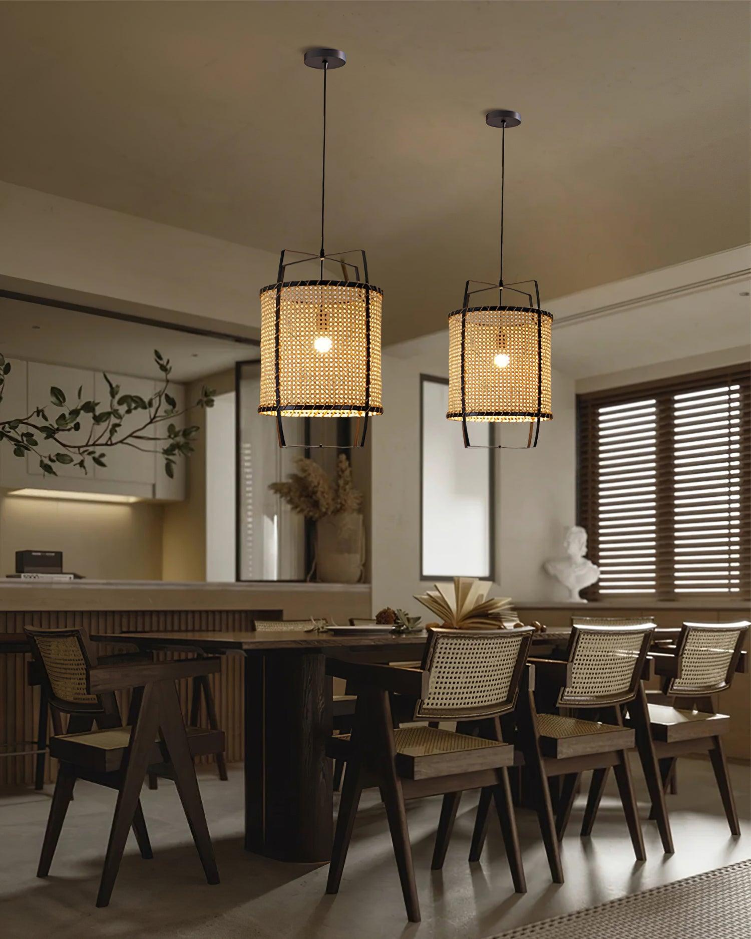 Suspension ORGANO rotin luminaire salle à manger – Klaross