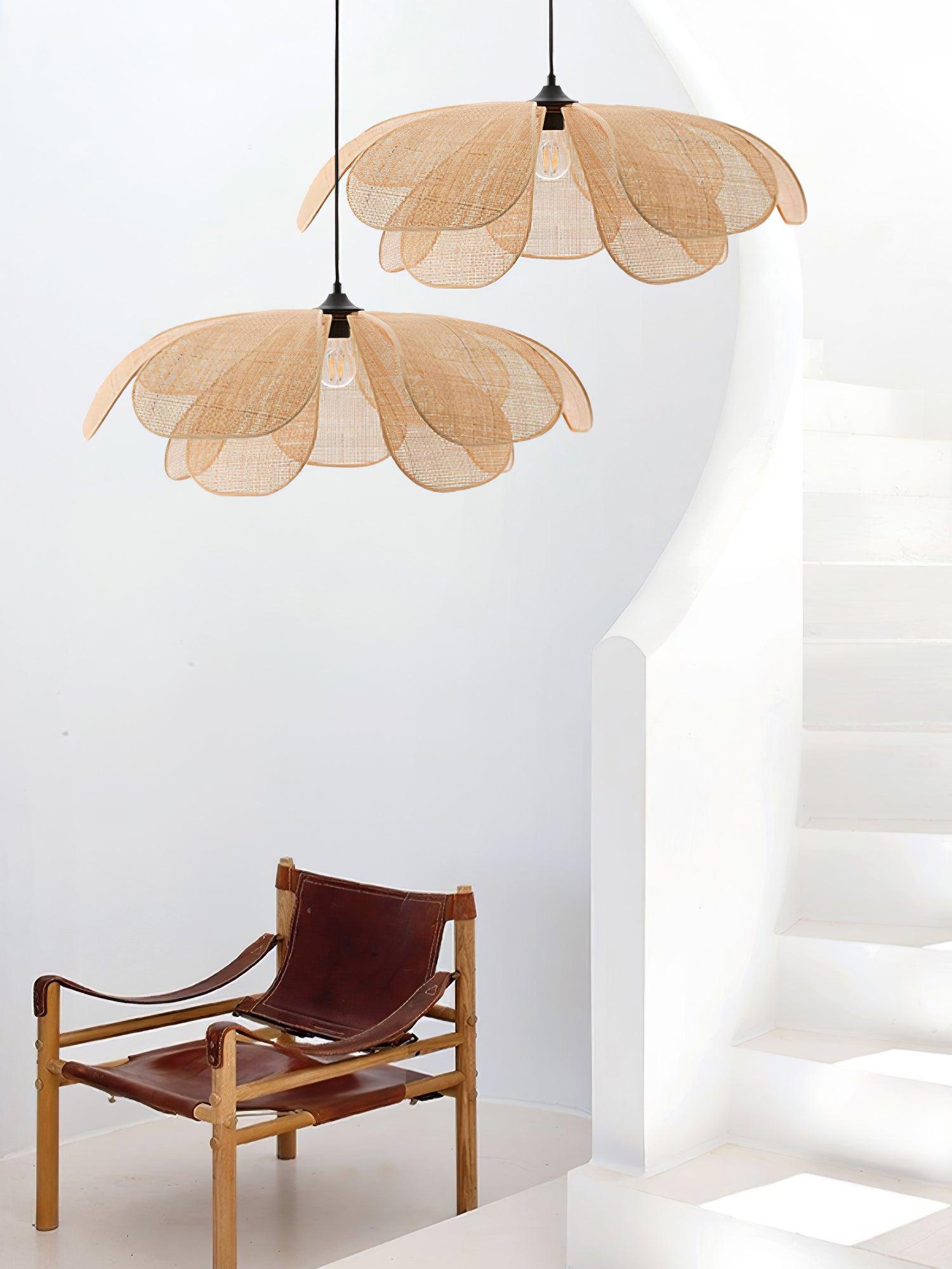 Suspension PELORA rotin luminaire salle à manger – Klaross