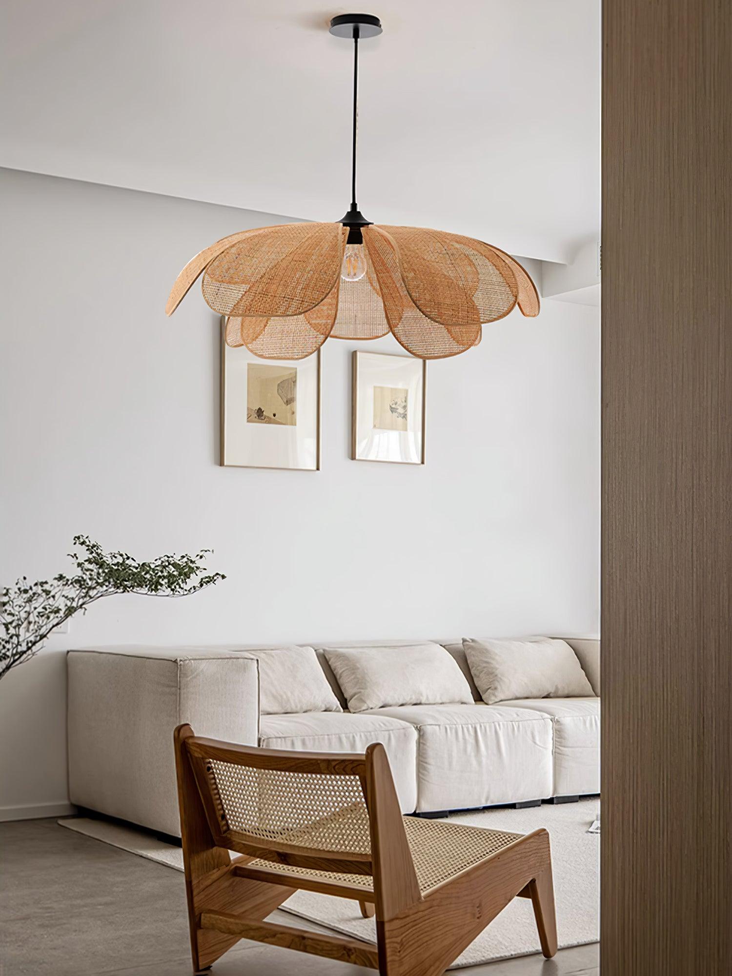 Suspension PELORA rotin ambiance chaleureuse – Klaross