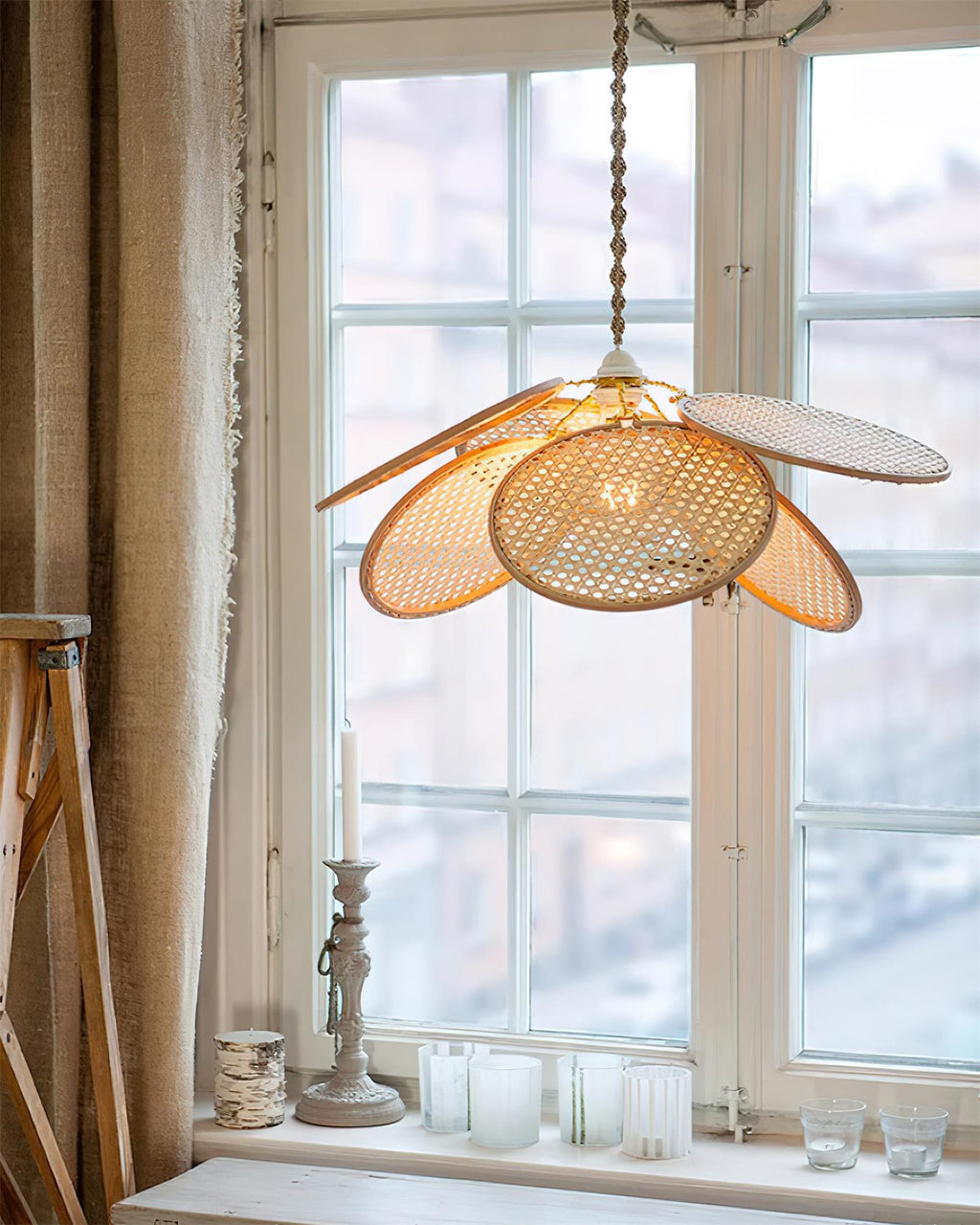 Suspension PETALA rotin détail finition – Klaross