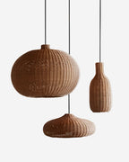 Suspension SAVELO rotin vintage – luminaire design salon – Klaross
