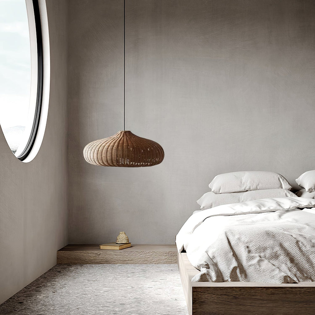 Suspension SAVELO rotin vintage vue ambiance – Klaross