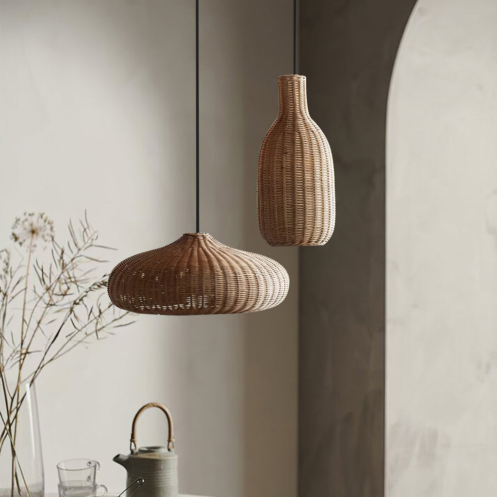 Suspension SAVELO luminaire rotin éclairage doux – Klaross
