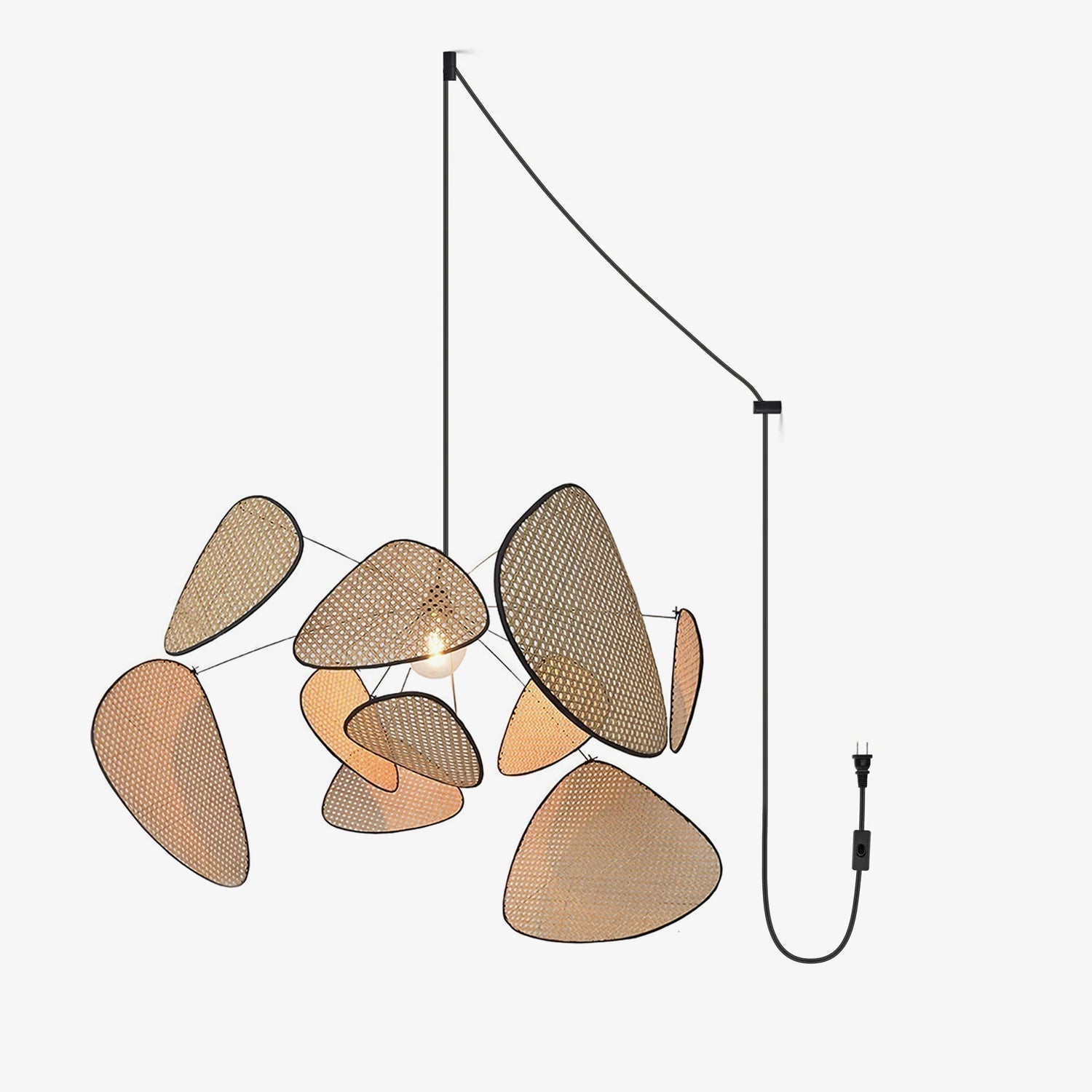 Suspension SWARIO cannage luminaire naturel bohème – Klaross