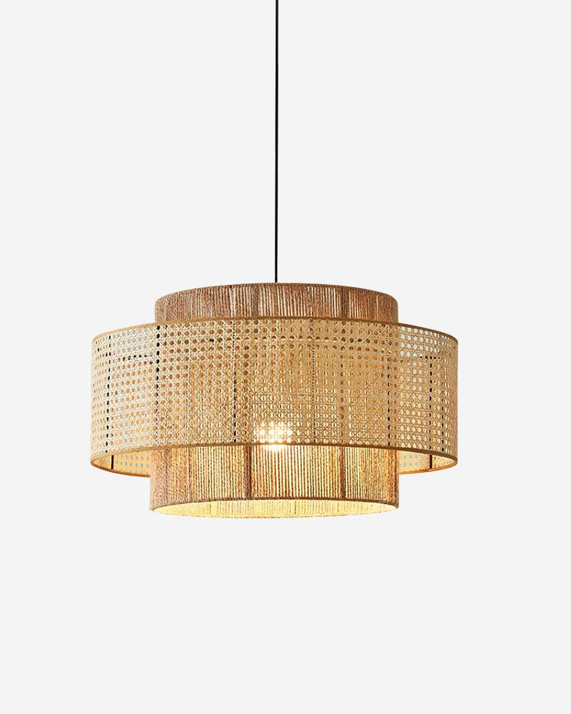 Suspension TRIEL rotin tressé naturel – luminaire bohème salon – Klaross