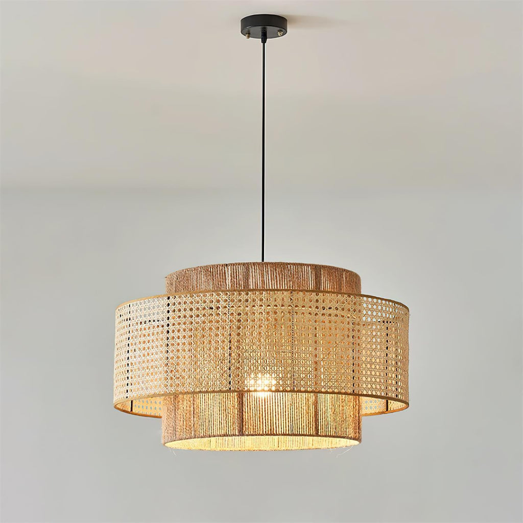 Suspension TRIEL rotin vue ambiance chambre – Klaross