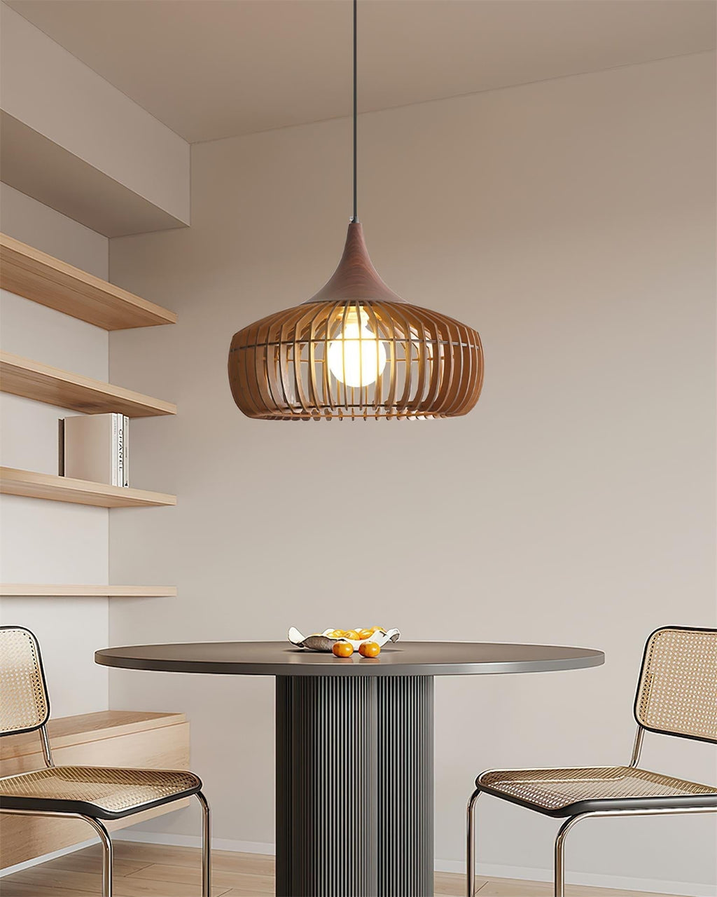 Suspension ZIVORA bois vue ambiance salon – Klaross
