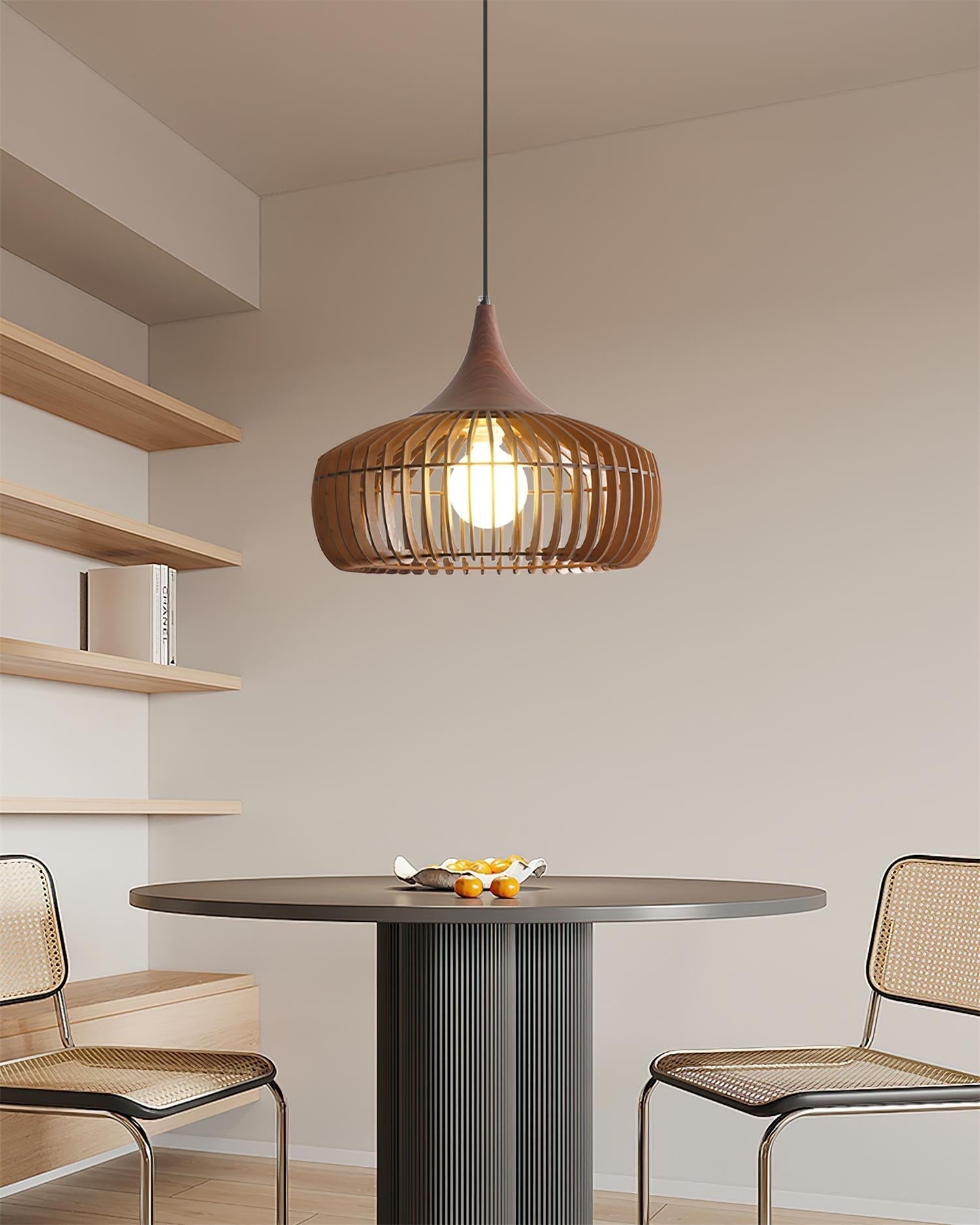 Suspension ZIVORA bois vue ambiance salon – Klaross