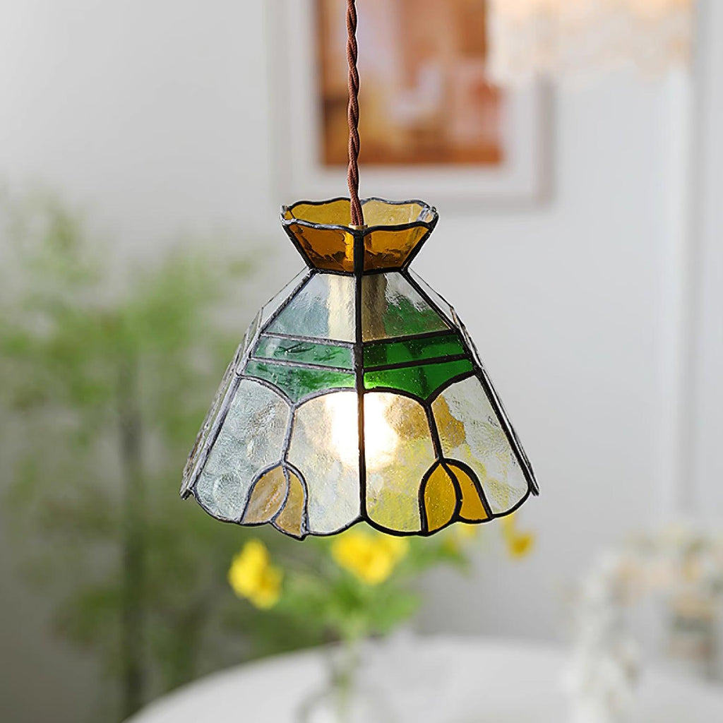 Suspension Quartz vue d'ensemble en vitrail style Tiffany – Klaross
