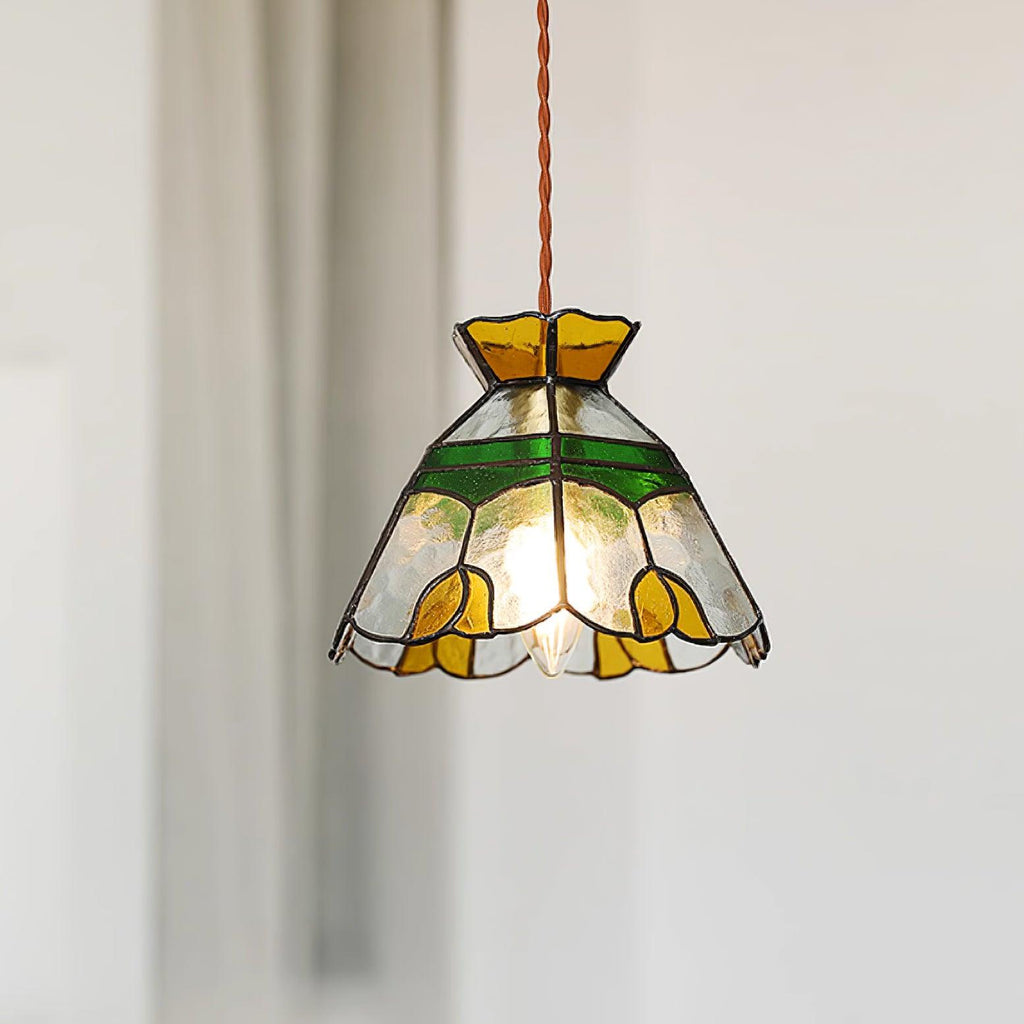 Suspension Quartz vue de profil en vitrail style Tiffany – Klaross