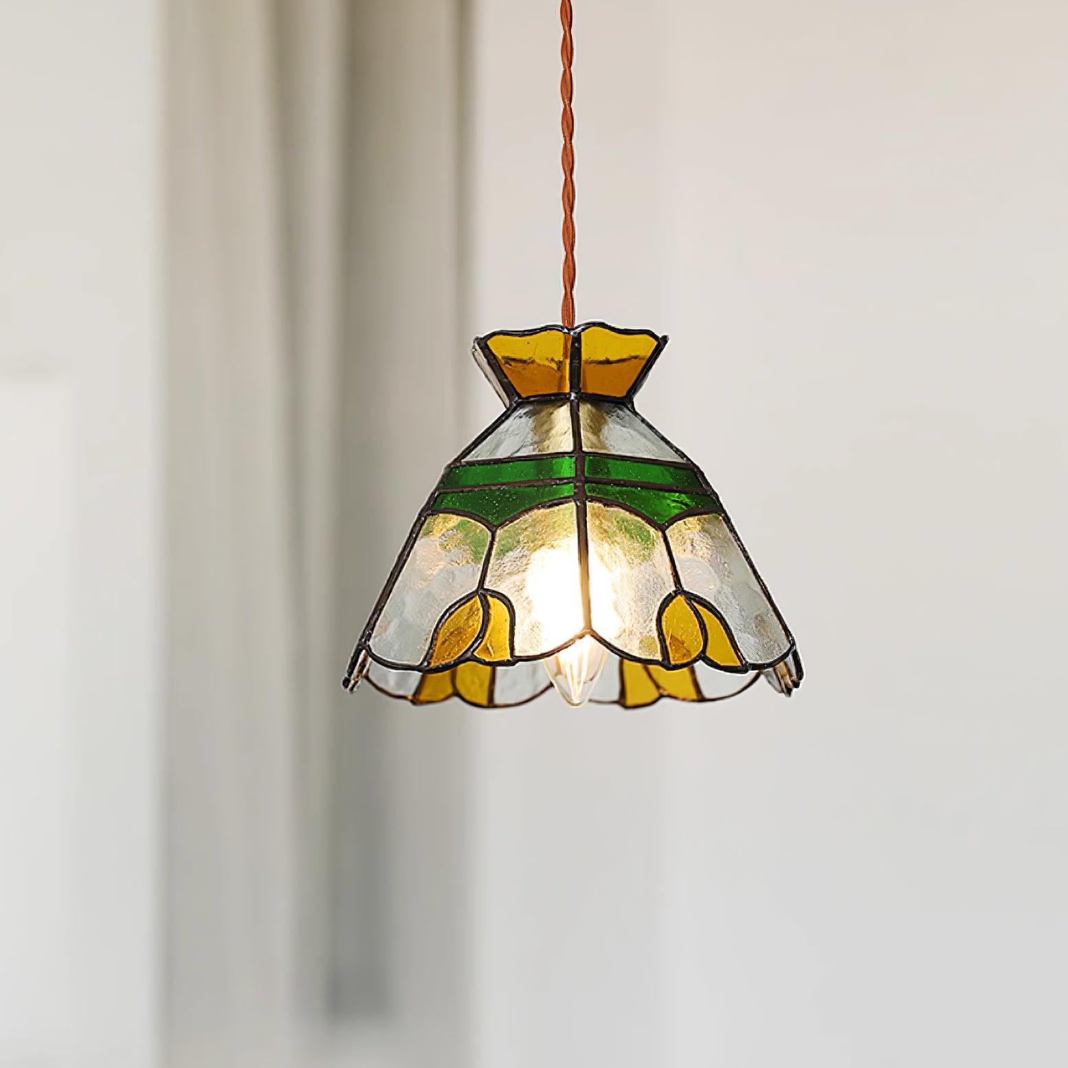 Suspension Quartz vue de profil en vitrail style Tiffany – Klaross