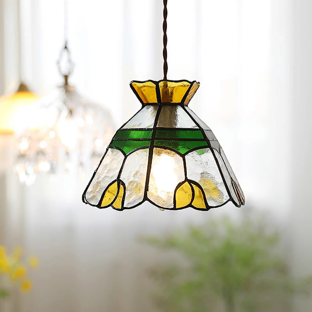Suspension Quartz détail matière verre en vitrail style Tiffany – Klaross