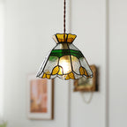 Suspension Quartz vue détail finition en vitrail style Tiffany – Klaross
