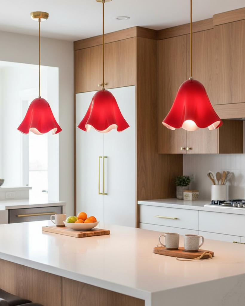 Suspension Astrée en ambiance intérieure en verre ambré – Klaross