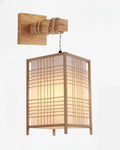 Applique murale suspension en bambou style lanterne japonaise, éclairage de chevet pour chambre ou salon.