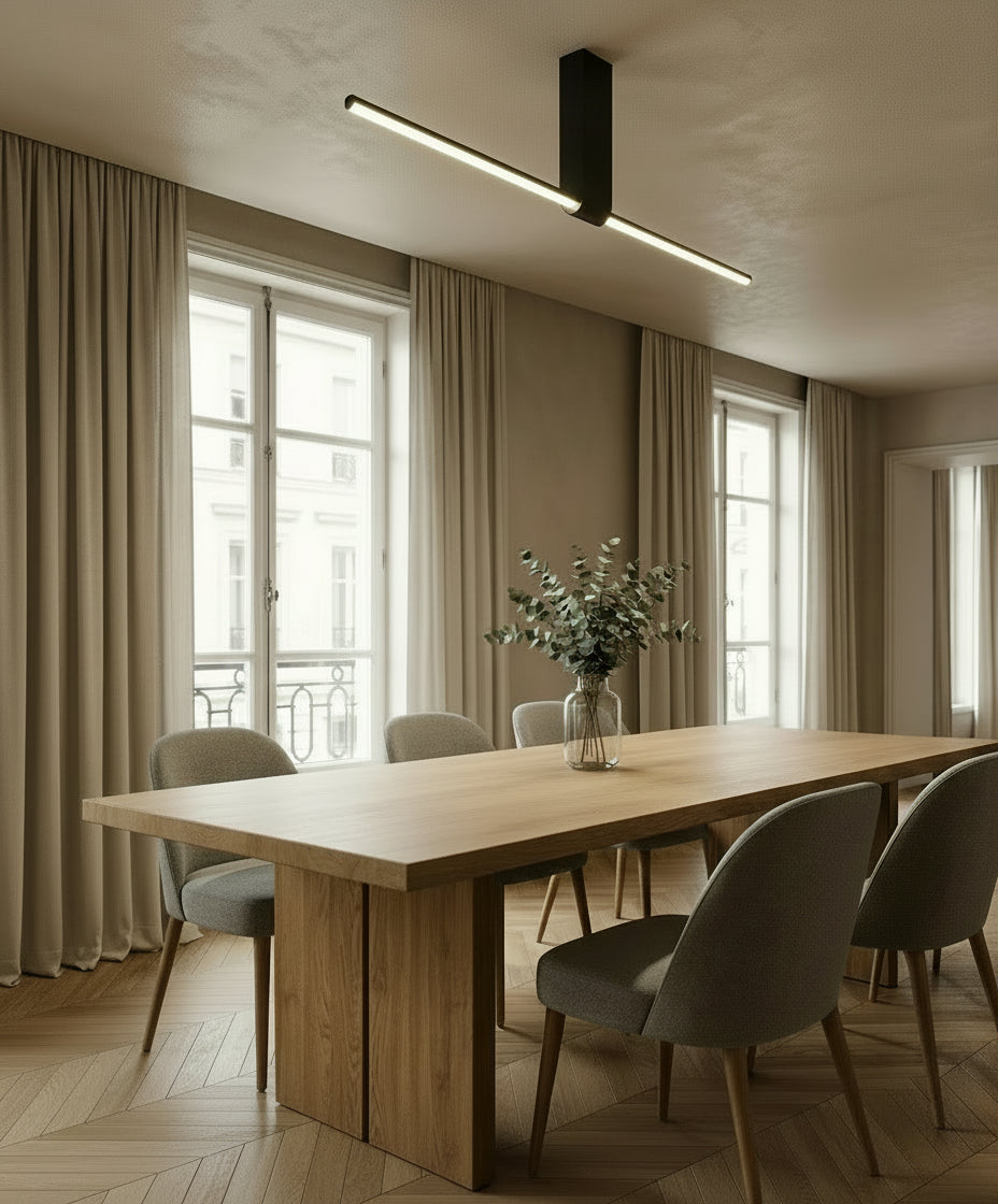 Éclairage plafonnier LED 90 cm noir, idéal pour un intérieur moderne et épuré.