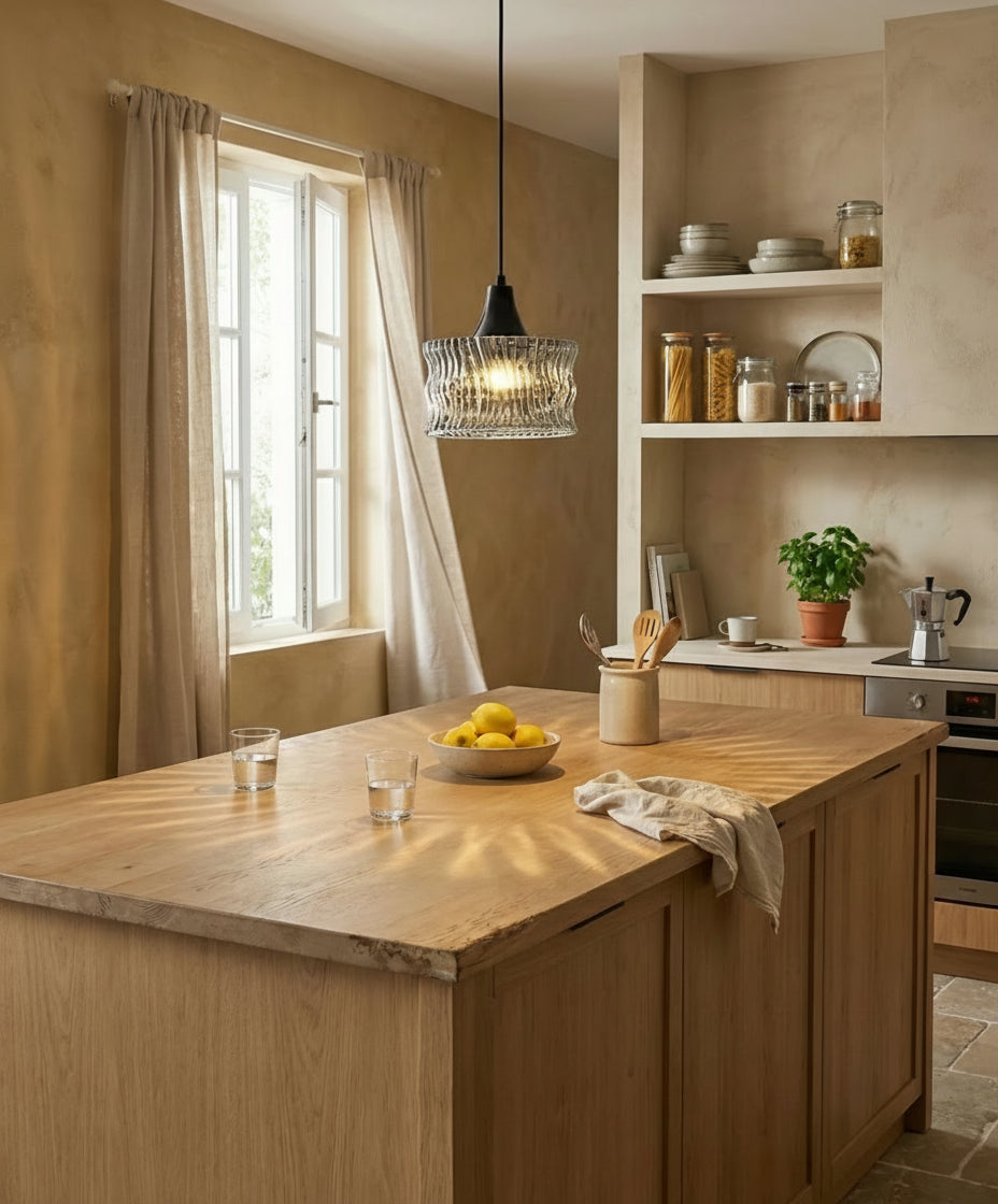 Lumière suspendue design noir.