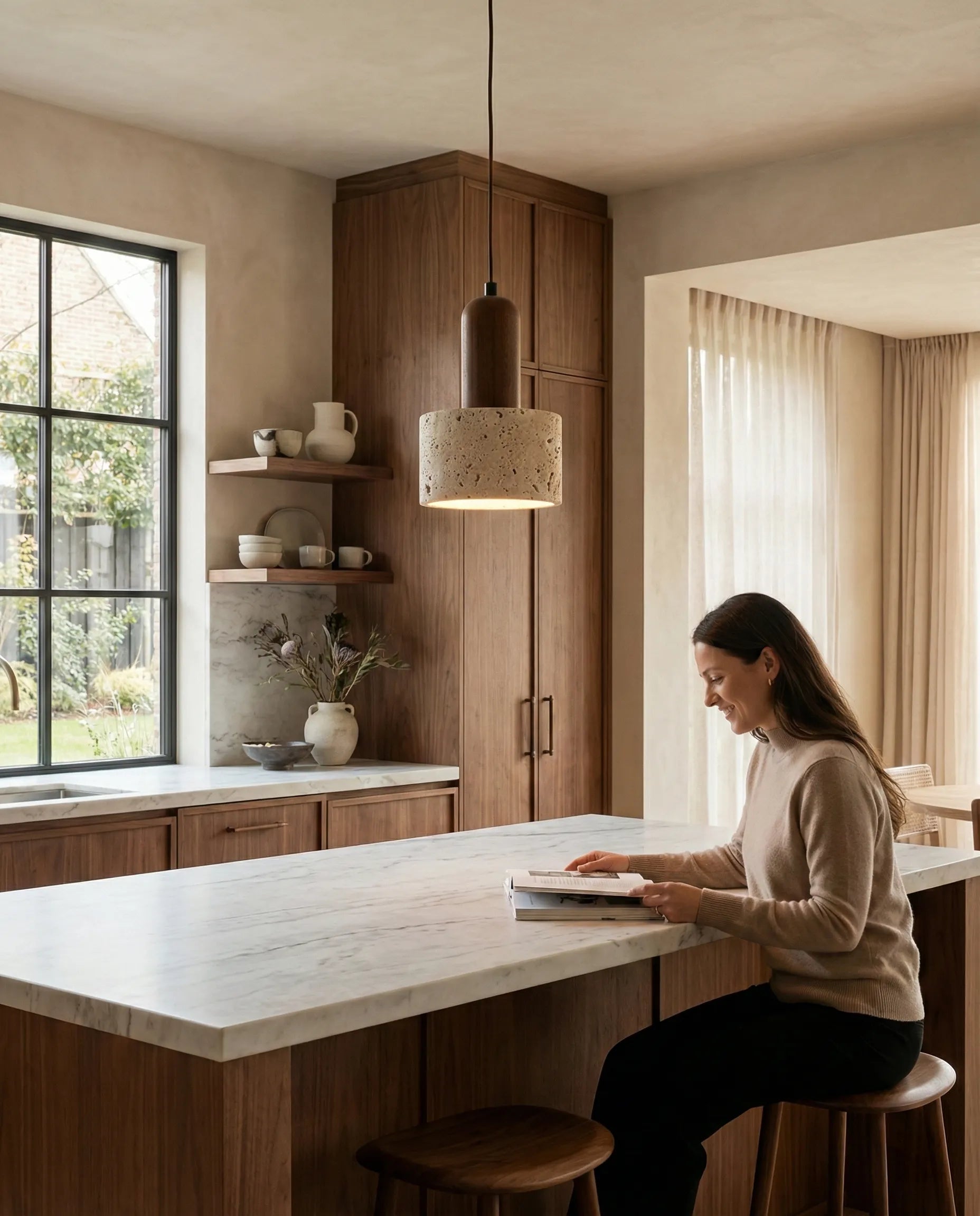 Lustre suspendu créant une ambiance lumineuse agréable dans la maison — Klaross.