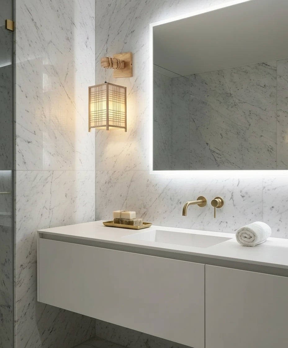 Lampe en bois style lanterne Shoji, structure tressée à la main, design minimaliste japonais pour salon