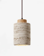 Lampe suspendue en pierre beige style wabi-sabi, design minimaliste parfait pour décoration japandi moderne.