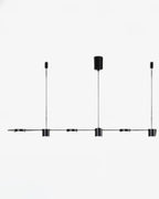 Suspension industrielle noire à 3 lampes LED, design moderne idéal pour cuisine, salle à manger ou salon.