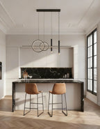 Lustre moderne or LED minimaliste 100 cm, parfait pour table de salle à manger, bar ou comptoir.