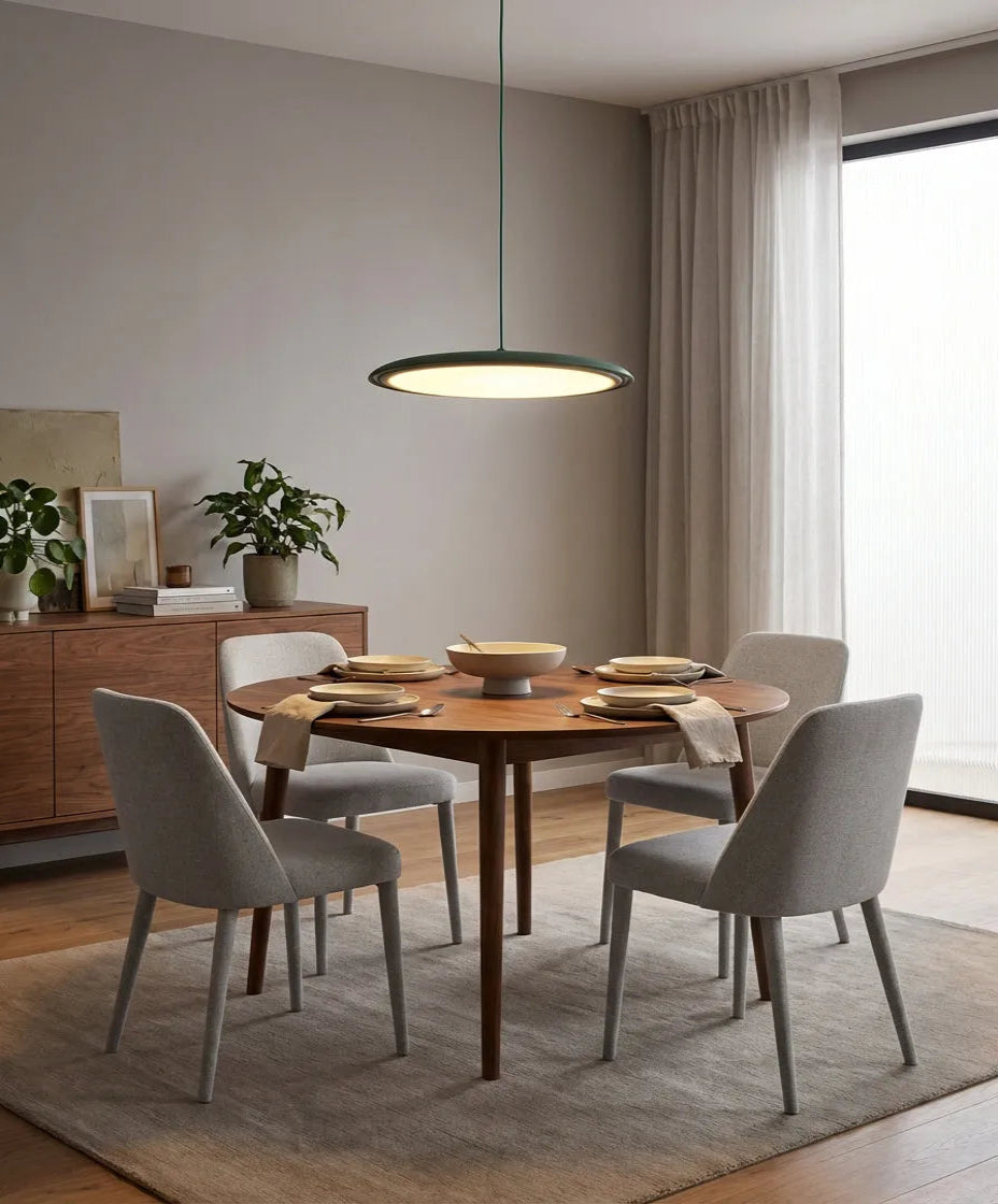 Lustre en verre minimaliste avec éclairage design adapté aux intérieurs modernes et épurés.