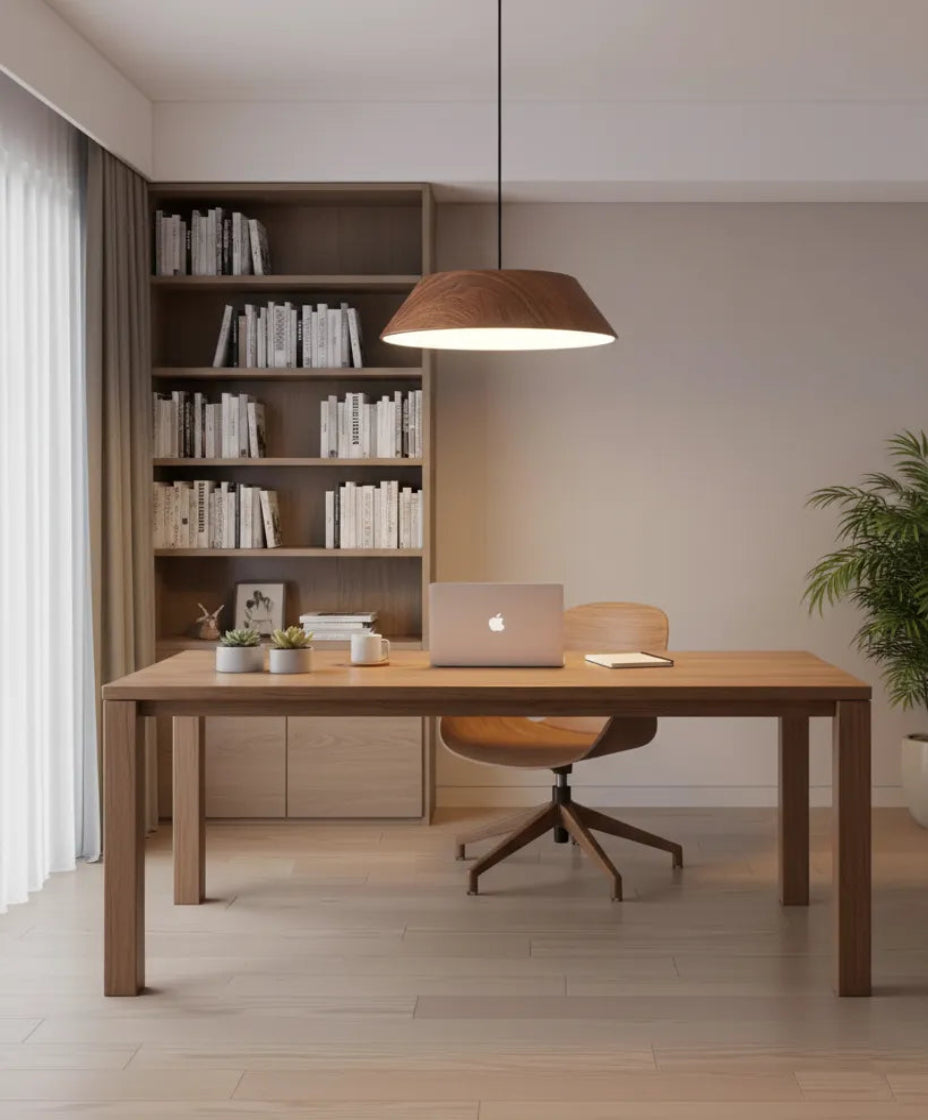 Lustre en verre minimaliste pour plafond design dans un salon contemporain.